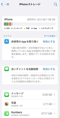 iPhone デバイスの容量を確認する