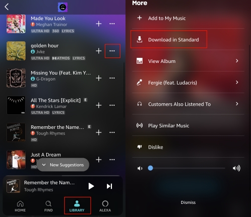 download amazon music songs on mobile