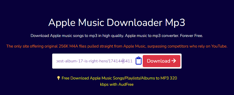 Apple Music Downloader Mp3でアップルミュージックリンクを貼り付ける